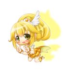  bike_shorts blonde_hair brown_eyes choker cure_peace double_v dress hair_ornament hairpin inuue_kiyu kise_yayoi long_hair magical_girl precure shoes shorts_under_skirt skirt smile smile_precure! solo v white_background wrist_cuffs yellow yellow_dress 