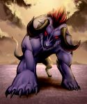  claws final_fantasy highres horns monster no_humans red_eyes sky solo standing tail wewi_(1_2) 