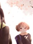  akiyama_mio bag blurry brown_eyes brown_hair depth_of_field highres k-on! multiple_girls scarf short_hair short_twintails suzuki_jun tateshina twintails 