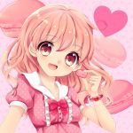  bad_id blush bow food heart macaron open_mouth original pink smile solo uzuki_aki 