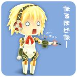  android arkatopia blonde_hair bow chibi open_mouth persona persona_3 ribbon robot_joints simple_background solo 
