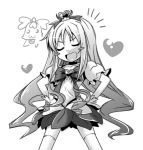  blush_stickers bow closed_eyes coffret_(heartcatch_precure!) cure_marine eyes_closed greyscale hair_ornament hands_on_hips heart heartcatch_precure! ichimi kurumi_erika long_hair monochrome open_mouth precure smile solo white_background 