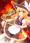  :d bad_id blonde_hair bow braid broom dress hair_bow hat hat_bow holding kirisame_marisa long_hair nekosugiayana open_mouth outstretched_arm single_braid smile solo star touhou witch witch_hat wrist_cuffs yellow_eyes 