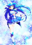  aoki_reika bike_shorts blue_eyes blue_hair boots cure_beauty hair_tubes head_wings highres long_hair magical_girl open_mouth precure shorts_under_skirt smile smile_precure! snowflakes solo star sw tiara 