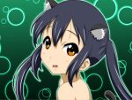  animal_ears bare_shoulders black_hair brown_eyes cat_ears cat_tail face k-on! long_hair nakano_azusa oku_no_shi solo tail twintails 
