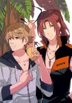  bad_id brown_eyes brown_hair casual collarbone eiyuu_densetsu falcom green_eyes jewelry kazuki_(kazu-king) lloyd_bannings long_hair male multiple_boys necklace randy_orlando red_hair redhead smile sunglasses zero_no_kiseki 