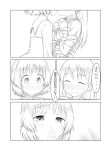  blush closed_eyes comic eila_ilmatar_juutilainen eyes_closed grin happy kinniku_tarou kiss long_hair military military_uniform monochrome multiple_girls ribbon sanya_v_litvyak short_hair smile strike_witches tears tied_up translated uniform yuri 