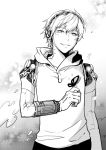  aegis android butterfly cyborg genderswap hoodie male monochrome persona persona_3 runia short_hair smile solo 