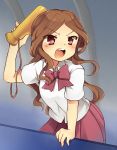  :o brown_eyes brown_hair hoshihuri inazuma_eleven inazuma_eleven_(series) long_hair open_mouth raimon_natsumi ribbon 