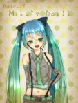  aqua_eyes aqua_hair bad_id hatsune_miku ilove_vocaloid long_hair midriff mikupa navel necktie solo twintails very_long_hair vocaloid 