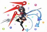  asymmetrical_wings black_hair black_legwear blush highres houjuu_nue red_eyes seark short_hair smile solo thigh-highs thighhighs touhou weapon wings 