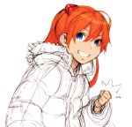  blue_eyes bust clenched_fist clenched_hand jacket lowres neon_genesis_evangelion orange_hair shiohara_shin&#039;ichi shiohara_shin'ichi sketch solo soryu_asuka_langley souryuu_asuka_langley 