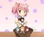  akemi_homura bad_id basket black_hair blonde_hair blue_hair blush bow cape character_doll drill_hair hair_bow hair_ornament hair_ribbon hairband hat kaname_madoka kyubey long_hair magical_girl mahou_shoujo_madoka_magica miki_sayaka multiple_girls o_o pink_eyes pink_hair ponytail red_hair redhead ribbon sakura_kyouko short_hair short_twintails smile tomoe_mami tsuyushiro twin_drills twintails 