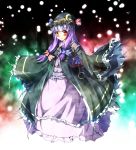  absurdres blush bow crescent dress hair_bow hat highres long_hair looking_at_viewer minagokoro patchouli_knowledge purple_hair red_eyes smile solo touhou 
