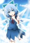  blue_eyes blue_hair bow cirno do_(4-rt) hair_ribbon highres open_mouth ribbon skirt skirt_set solo touhou wings 