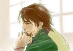  bracelet brown_eyes brown_hair chin_rest face facial_hair jewelry kaburagi_t_kotetsu male necktie nishida_asako profile ring short_hair side solo stubble tiger_&amp;_bunny vest wedding_band wedding_ring window 