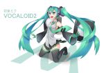  bonnzinnak character_name detached_sleeves gloves green_eyes green_hair hatsune_miku headset kneeling long_hair necktie open_mouth skirt solo thigh-highs thighhighs twintails very_long_hair vocaloid 
