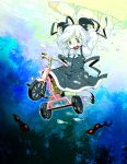  bowtie bubble cotton_blanket_(game) dress fish footwear laughing_warawa messier_number open_mouth silver_eyes socks solo tears tricycle underwater warawa white_hair 