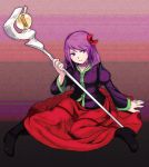  boots bow character_request dress hair_bow holding jewelry long_hair messier_number neck_ribbon original purple_eyes purple_hair ribbon ring sitting solo staff tenshi_no_utsuwa veneditto vessel_of_an_angel violet_eyes 