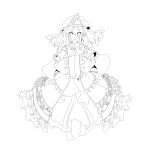  absurdres hands_in_sleeves hat highres lineart looking_at_viewer minagokoro monochrome saigyouji_yuyuko smile solo touhou 
