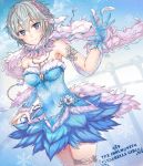  1girl anastasia_(idolmaster) armlet ashita_(2010) bare_shoulders blue_eyes dress gloves highres idolmaster idolmaster_cinderella_girls jewelry necklace short_hair silver_hair smile solo 