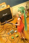  amplifier barefoot dress from_above green_eyes green_hair guitar hatsune_miku instrument long_hair looking_back solo twintails v very_long_hair vocaloid zenox 
