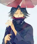  black_hair feitan high_collar holding hunter_x_hunter male simple_background solo umbrella unkowata white_background 