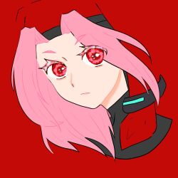  1girl hat heaven_burns_red highres looking_at_viewer maria_de_angelis nun parted_bangs portrait red_background red_eyes red_hair solo veil 