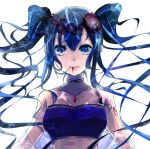  blue_eyes blue_hair choker face hatsune_miku hoshino_kisora jewelry long_hair necklace simple_background solo twintails vocaloid white_background 