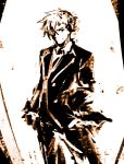  formal highres kamina kamina_shades male monochrome pas_(paxiti) sepia solo suit tengen_toppa_gurren_lagann 