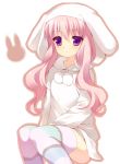  animal_ears bunny_ears hat long_hair mayachi_(amuriya) pink_hair purple_eyes sitting solo tantei_opera_milky_holmes thigh-highs thighhighs tooyama_saku violet_eyes 