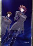  brown_hair clenched_hands dutch_angle fist highres isumi_michiru military military_uniform miyata_sou muvluv muvluv_alternative shirogane_takeru short_hair sky uniform 