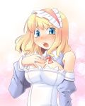  alice_margatroid arnest blonde_hair blue_eyes blush breasts cleavage detached_sleeves hairband open_mouth short_hair solo touhou 