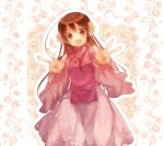  :d axis_powers_hetalia bad_id brown_eyes brown_hair double_v dress heart long_hair namiri open_mouth smile solo standing taiwan_(hetalia) v 