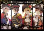  axis_powers_hetalia black_hair blonde_hair brown_hair character_name cravat epaulettes flower gem gloves green_eyes hat japan_(hetalia) jewelry multiple_boys necklace pirate pirate_hat prussia_(hetalia) red_eyes red_rose rose short_hair spain_(hetalia) title_drop tricorne uniform united_kingdom_(hetalia) white_gloves white_hair yellow_eyes yunaminato yuuna_minato 