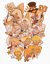  >_< 1other 3boys 6+boys :d :o ;) @_@ absurdres angel_cookie artist_name ascot black_gloves blonde_hair blue_brooch blue_eyes bottle brown_eyes brown_hat brown_pants celestial_star cheesecake_cookie chromatic_aberration closed_eyes closed_mouth clotted_cream_cookie commentary cookie_run cookie_run:_kingdom cookie_run:_ovenbreak crown curly_hair custard_cookie_iii dark-skinned_female dark-skinned_male dark_skin didy414 english_commentary film_grain financier_cookie food-themed_hat gloves goggles goggles_on_headwear green_eyes hat highres holding holding_bottle holding_shield holding_staff holding_sword holding_wand holding_weapon lemon_cookie long_hair long_sleeves looking_at_viewer madeleine_cookie mango_cookie mini_crown multicolored_hair multiple_boys no_pupils notice_lines one_eye_closed open_mouth orange_hair pants pinstripe_pants pinstripe_pattern puffy_long_sleeves puffy_sleeves pure_vanilla_cookie red_eyes robe shield shirt short_hair simple_background smile sparkle sparkling_cookie staff star_wand streaked_hair sword timekeeper_cookie top_hat two-tone_hair u_u very_long_hair very_short_hair wand weapon white_ascot white_background white_robe white_shirt witch_hat yellow_cloak yellow_eyes yellow_hat 