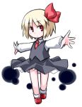  ascot blonde_hair chibi child darkness dress_shirt hair_ribbon kugelschreiber outstretched_arms red_eyes ribbon rumia shirt short_hair skirt skirt_set solo spread_arms the_embodiment_of_scarlet_devil touhou vest youkai 