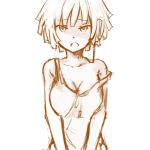  breasts cleavage cradle-song karin_(cradle-song) monochrome off_shoulder pas_(paxiti) short_hair solo tank_top 