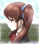  akazawa_izumi another brown_eyes brown_hair dated face highres kem_kem long_hair profile ribbon school_uniform signature solo twintails 