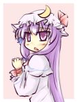 :&lt; bow crescent hair_bow hands_together hat hat_bow long_hair natsuki_(silent_selena) patchouli_knowledge purple_eyes purple_hair simple_background solo touhou violet_eyes white_background 