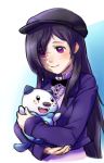  crossover fangs hat ikezawa_hanako katawa_shoujo magical_ondine ondine_(artist) oshawott pokemon pokemon_(game) pokemon_bw pokemon_dppt purple_eyes purple_hair scar 