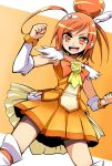  bike_shorts boots choker cure_sunny detached_sleeves dress hair_bun hino_akane kumadano magical_girl open_mouth orange_(color) orange_dress orange_eyes orange_hair precure short_hair shorts_under_skirt smile smile_pact smile_precure! solo thigh-highs thigh_boots thighhighs white_legwear 