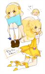  &gt;_&lt; blush cure_peace dress kise_yayoi precure shichi smile_precure! tears translated translation_request white_background wink yellow_dress yellow_eyes 