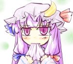  1girl bow crescent hair_bow hat hat_bow long_hair natsuki_(silent_selena) patchouli_knowledge purple_eyes purple_hair solo tears touhou violet_eyes 
