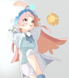 1girl anglerfish_costume animal_bag blunt_bangs fish_hat hat heaven_burns_red jacket long_hair long_sleeves mizuhara_aina pink_hair skirt solo vvvv011001 