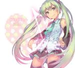  character_name detached_sleeves ds_mairu green_eyes green_hair hatsune_miku headset long_hair musical_note necktie skirt smile solo sparkle star thigh-highs thighhighs twintails vocaloid 
