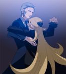  dancing formal grey_hair hair_ornament hand_holding holding_hands long_hair necktie no_hat no_headwear nobori_(pokemon) pokemon pokemon_(game) pokemon_bw pokemon_dppt shirona_(pokemon) sideburns suit sumizuki 