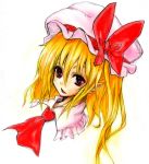  blonde_hair bust flandre_scarlet hat long_hair looking_at_viewer solo suzushoku_hiro the_embodiment_of_scarlet_devil touhou 