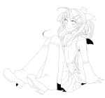  alternate_hair_length alternate_hairstyle highres kagamine_rin lineart looking_at_viewer monochrome semaru smile solo vocaloid 