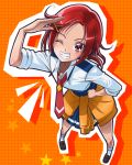  hino_akane mahkn necktie precure red_eyes red_hair redhead school_uniform short_hair sleeves_rolled_up smile_precure! solo star symbol-shaped_pupils wink 